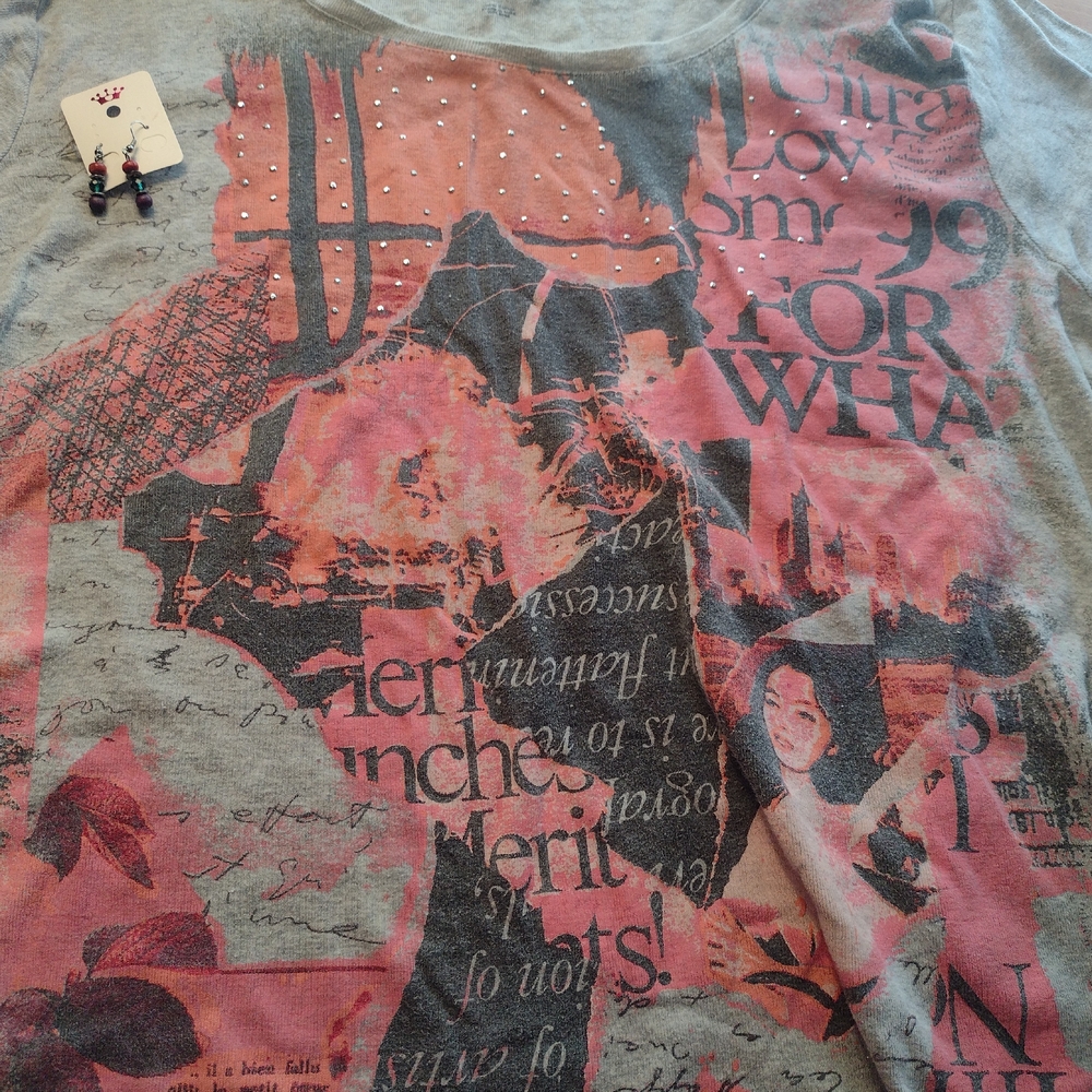 Style N Co,Sassy Lady, Women's 1xl Top w NEW Earrings & Free Thank You Gift